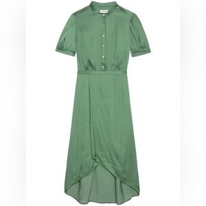 ZADIG & VOLTAIRE ‘Rimaz’ Midi Hi-Low Silk Dress Size Small $858 Jeweled Buttons